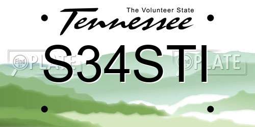 S34STI Tennessee License Plate