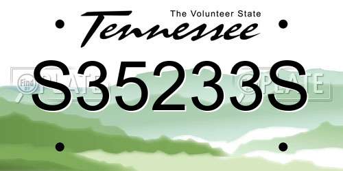 S35233S Tennessee License Plate