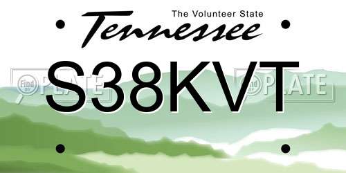 S38KVT Tennessee License Plate
