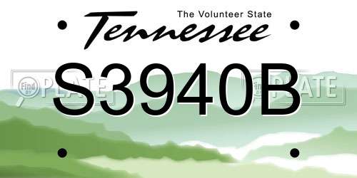S3940B Tennessee License Plate