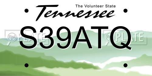 S39ATQ Tennessee License Plate