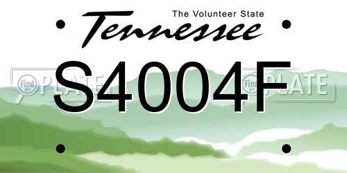 S4004F Tennessee License Plate