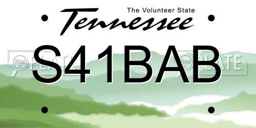 S41BAB Tennessee License Plate