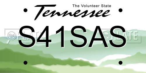 S41SAS Tennessee License Plate
