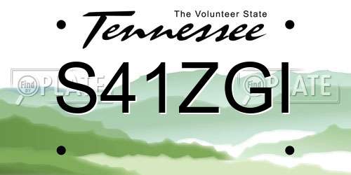 S41ZGI Tennessee License Plate