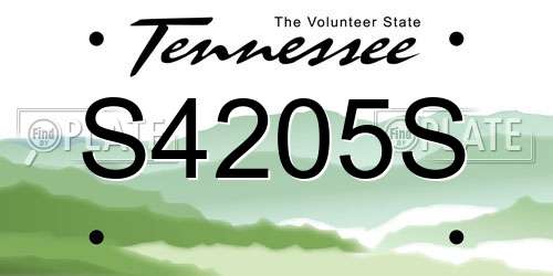 S4205S Tennessee License Plate