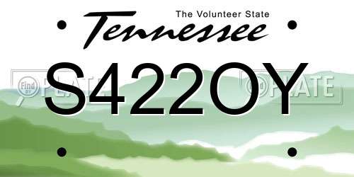 S422OY Tennessee License Plate