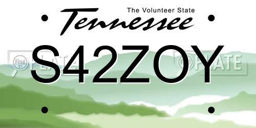 S42ZOY Tennessee License Plate