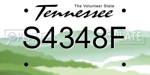 S4348F Tennessee License Plate