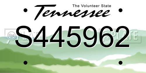 S445962 Tennessee License Plate