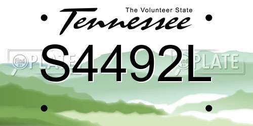 S4492L Tennessee License Plate