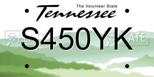 S450YK Tennessee License Plate