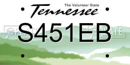 S451EB Tennessee License Plate