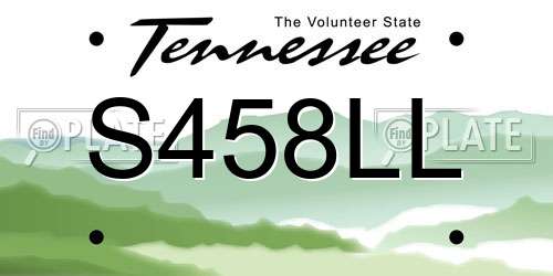 S458LL Tennessee License Plate