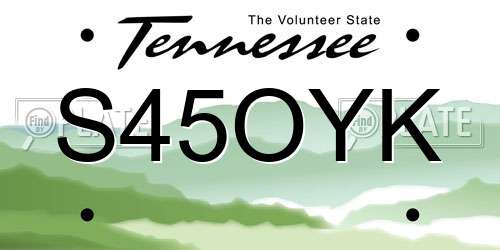 S45OYK Tennessee License Plate