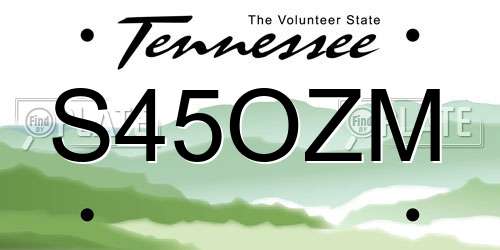 S45OZM Tennessee License Plate