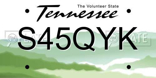 S45QYK Tennessee License Plate