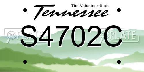 S4702C Tennessee License Plate