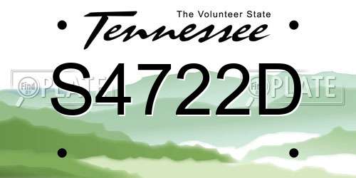 S4722D Tennessee License Plate