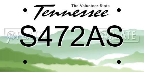 S472AS Tennessee License Plate