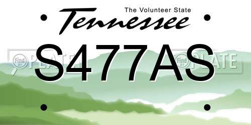 S477AS Tennessee License Plate