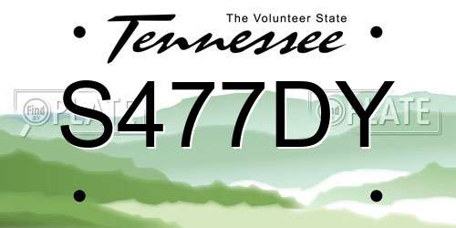 S477DY Tennessee License Plate