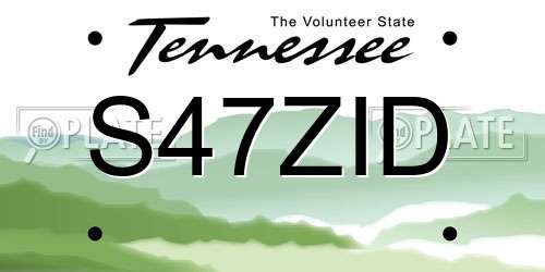 S47ZID Tennessee License Plate