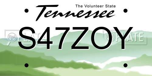 S47ZOY Tennessee License Plate