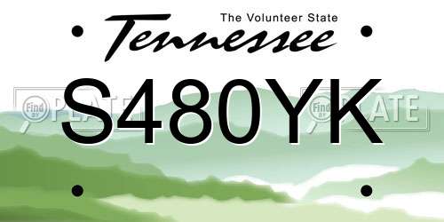 S480YK Tennessee License Plate