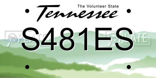 S481ES Tennessee License Plate