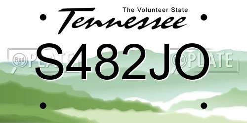 S482JO Tennessee License Plate