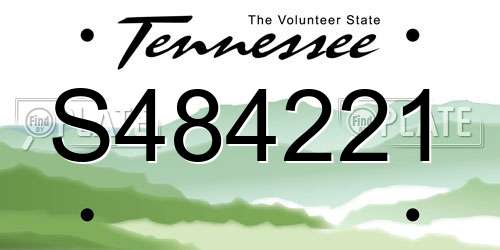 S484221 Tennessee License Plate