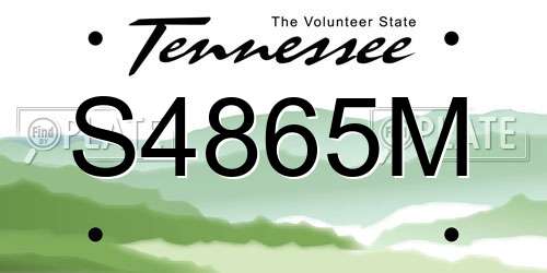S4865M Tennessee License Plate