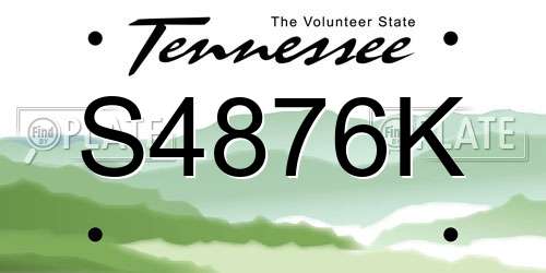 S4876K Tennessee License Plate