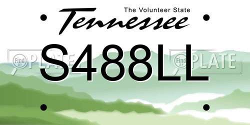 S488LL Tennessee License Plate