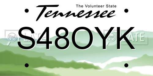 S48OYK Tennessee License Plate
