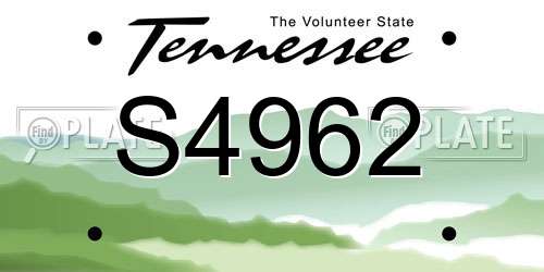 S4962 Tennessee License Plate