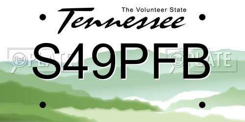 S49PFB Tennessee License Plate