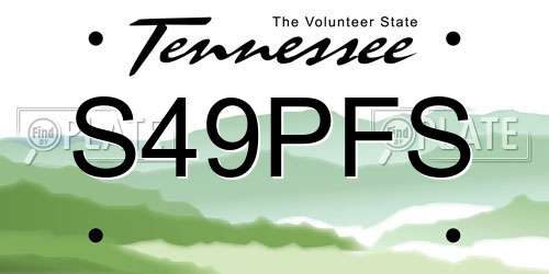 S49PFS Tennessee License Plate