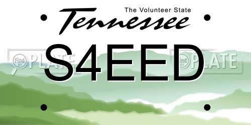 S4EED Tennessee License Plate
