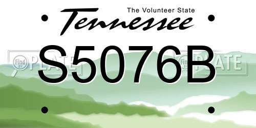 S5076B Tennessee License Plate