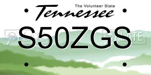 S50ZGS Tennessee License Plate