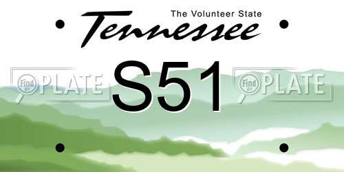 S51 Tennessee License Plate