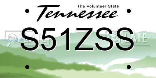 S51ZSS Tennessee License Plate