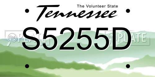 S5255D Tennessee License Plate