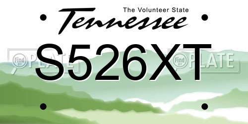S526XT Tennessee License Plate