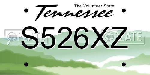 S526XZ Tennessee License Plate