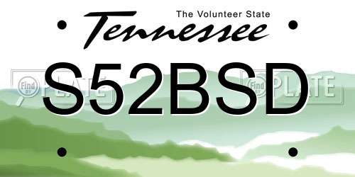 S52BSD Tennessee License Plate