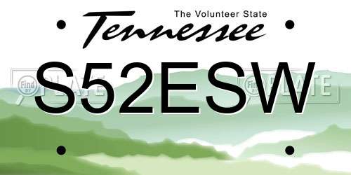S52ESW Tennessee License Plate