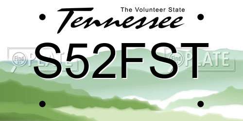 S52FST Tennessee License Plate